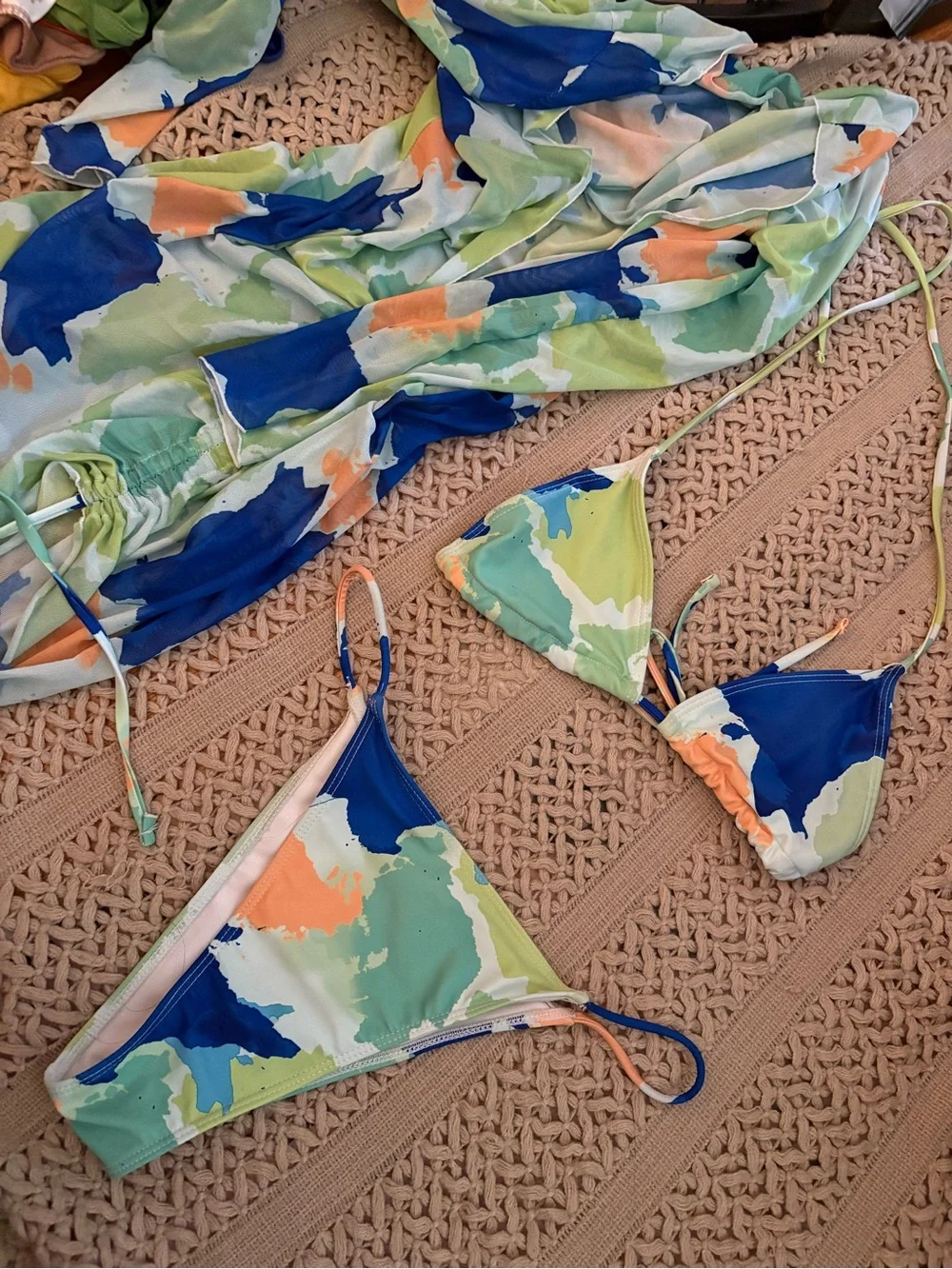 Colorful Abstract Print Triangle Bikini Set - Picture 1 of 1